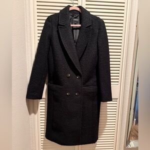Express Black Sherpa Double Breasted Car Coat - Pea Coat